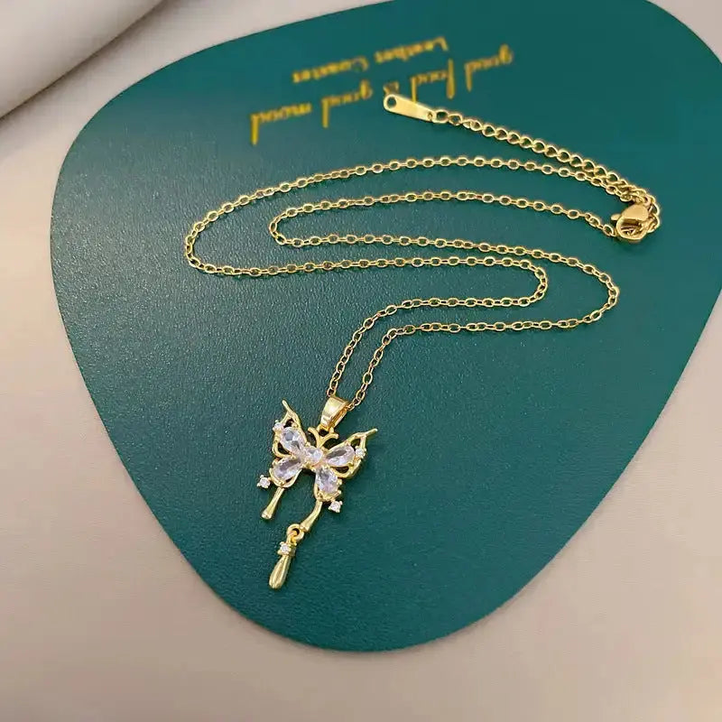 Titanium Steel Butterfly Drop Pendant Necklace Personality Lootquake LLC  Techno geeks