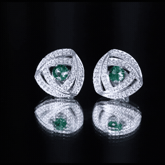 1 Carat Lab Grown Emerald Triangle Stud Earrings in Sterling Silver - Techno geeks Rosec Jewels