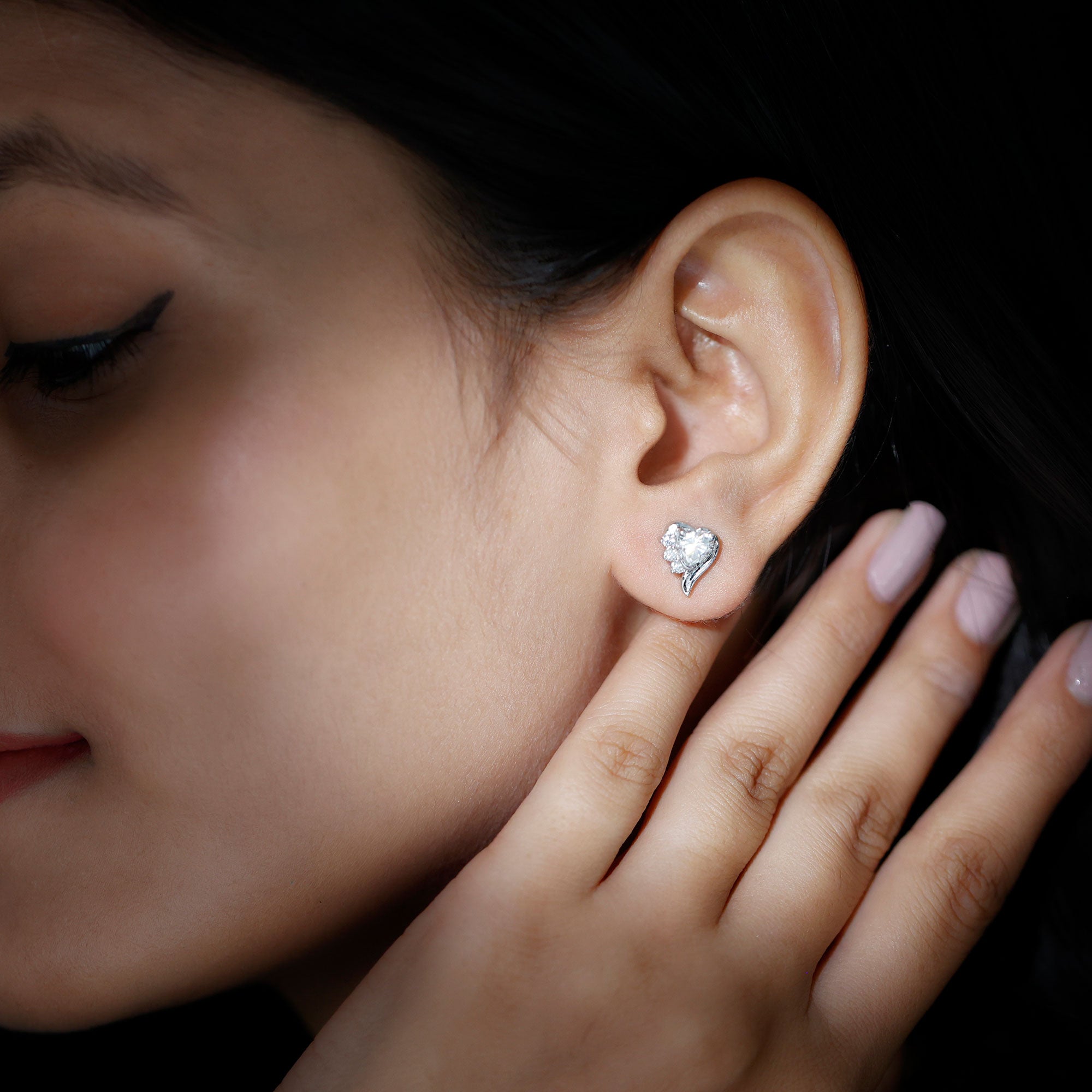 1 Carat Moissanite Heart Stud Earrings in Sterling Silver Rosec Jewels  Techno geeks