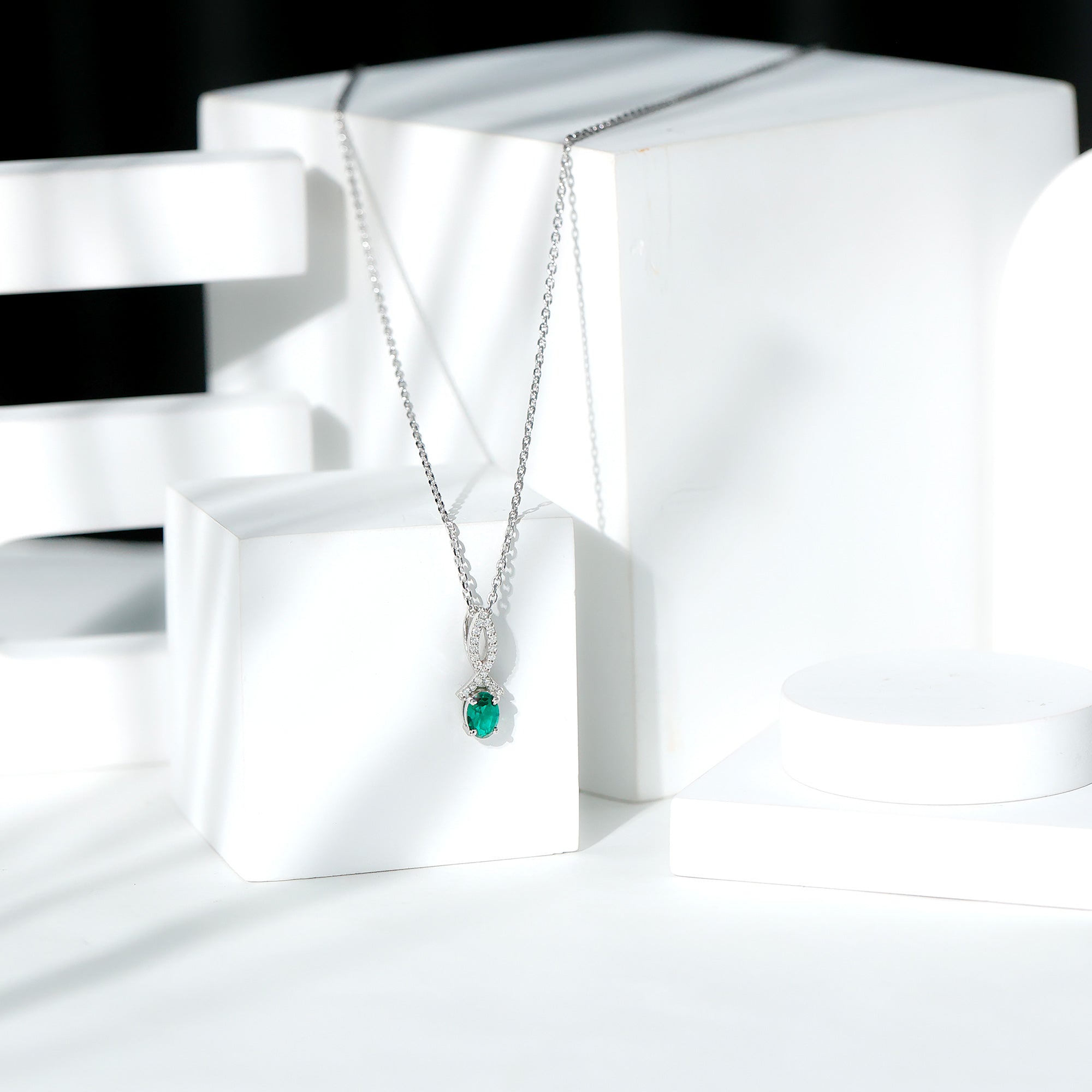 0.85 Carat Oval Lab Created Emerald Minimal Necklace with Chain Rosec Jewels  Techno geeks