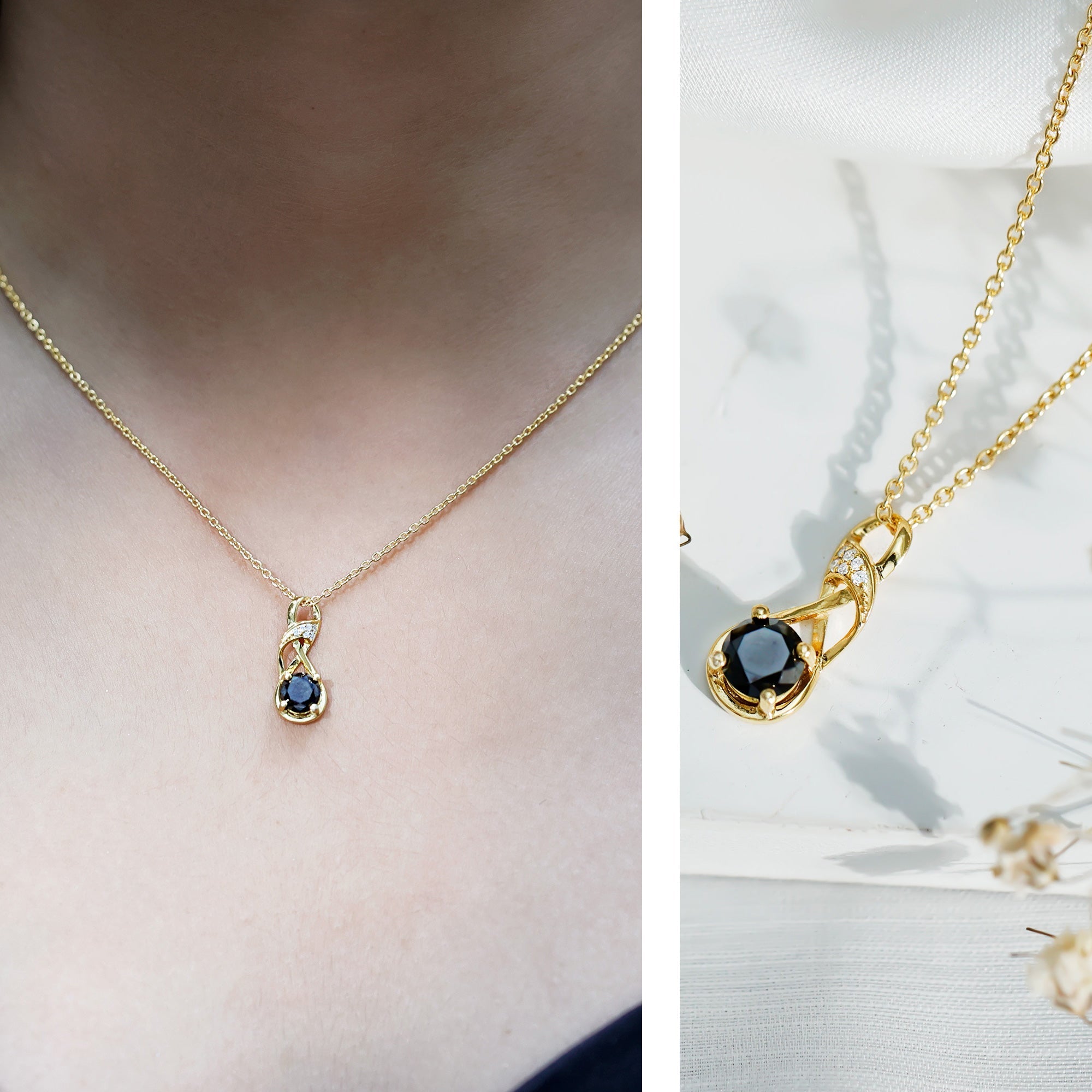 1 Carat Black and White Diamond Infinity Necklace with Silver Chain Rosec Jewels  Techno geeks