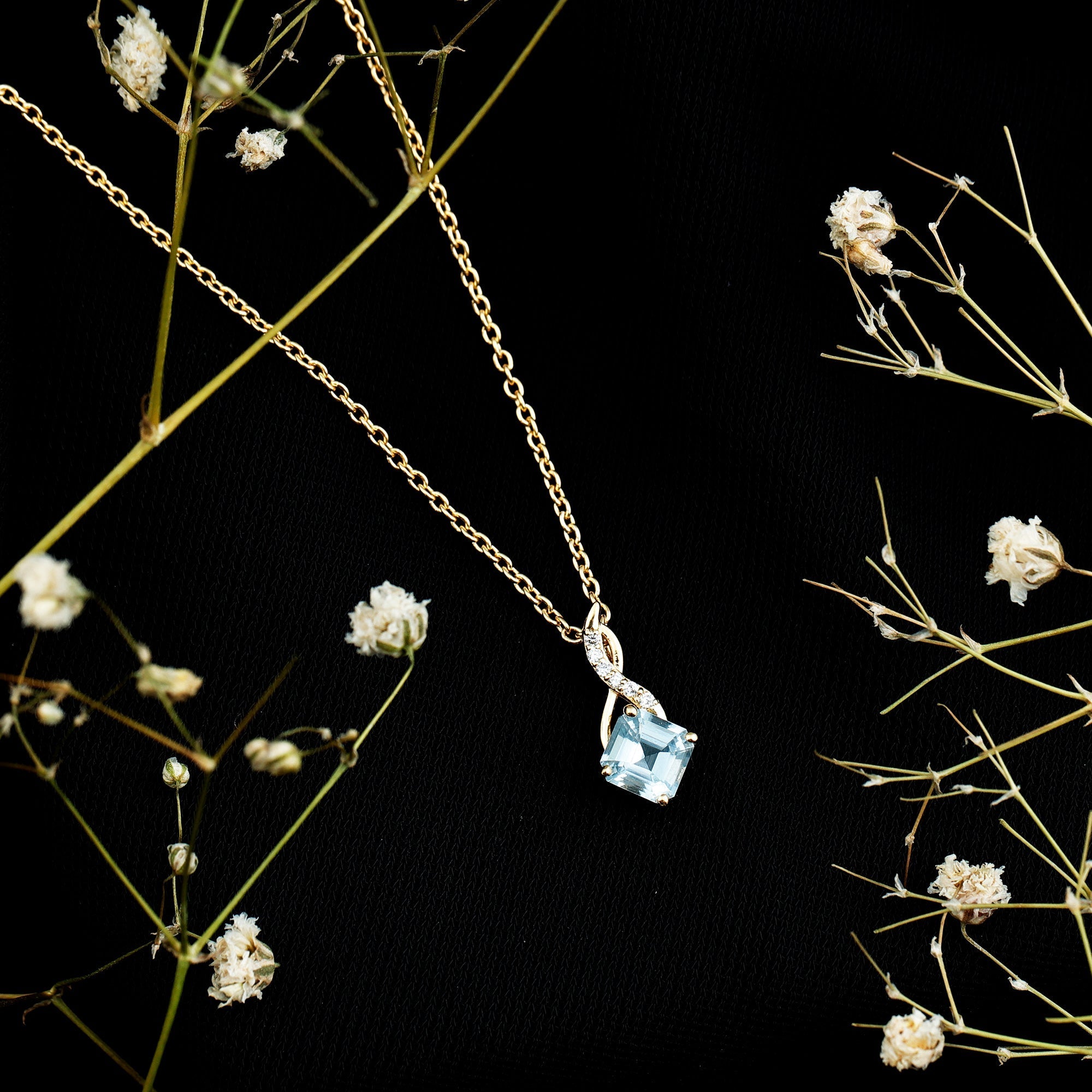 0.5 CT Cushion Cut Sky Blue Topaz Infinity Necklace with Silver Chain Rosec Jewels  Techno geeks