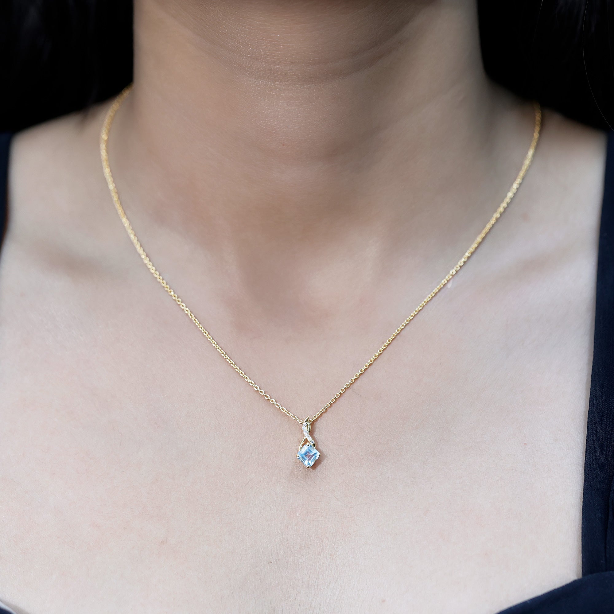 0.5 CT Cushion Cut Sky Blue Topaz Infinity Necklace with Silver Chain Rosec Jewels  Techno geeks