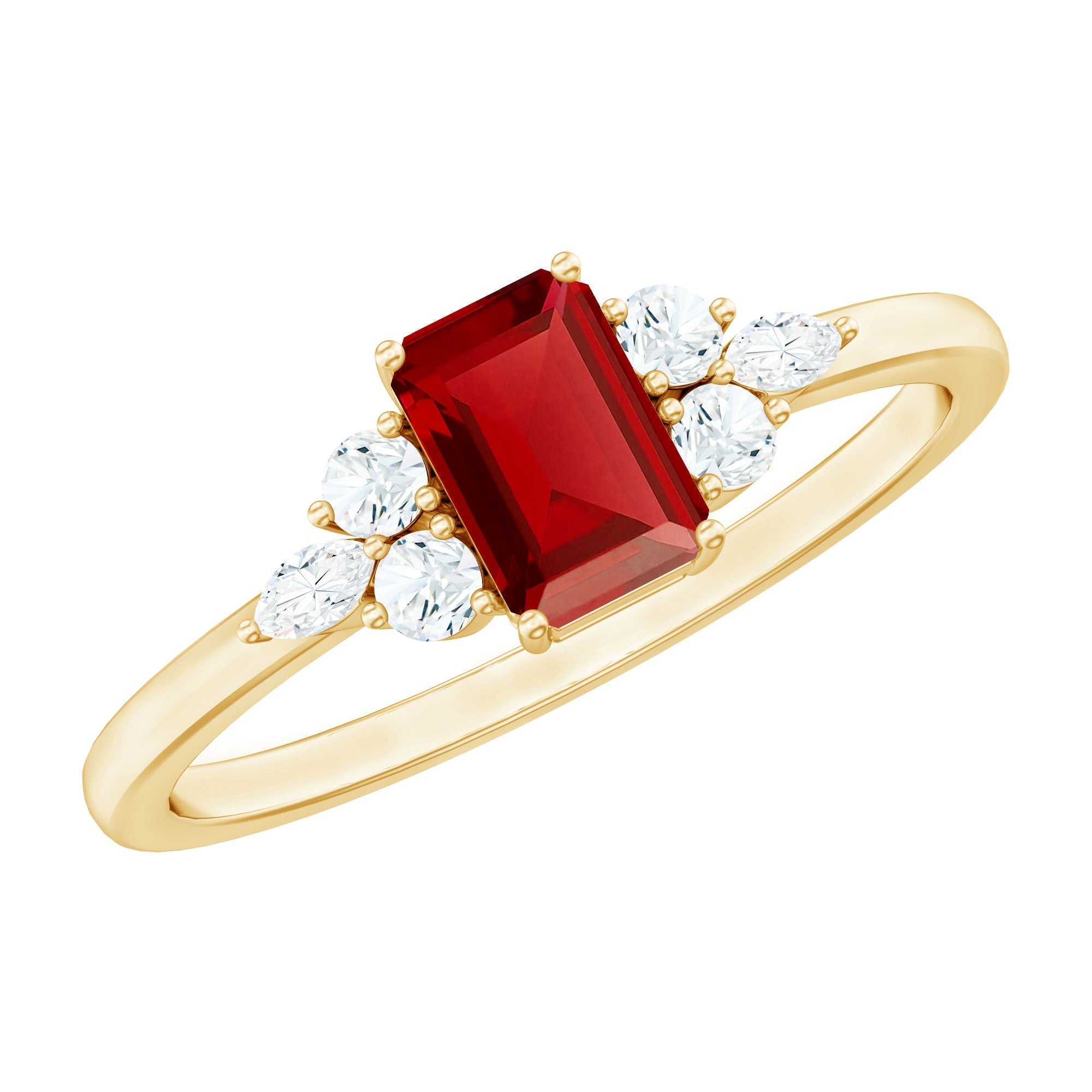 0.75 Carat Emerald Cut Lab Created Ruby and Diamond Promise Ring in Silver Rosec Jewels  Techno geeks