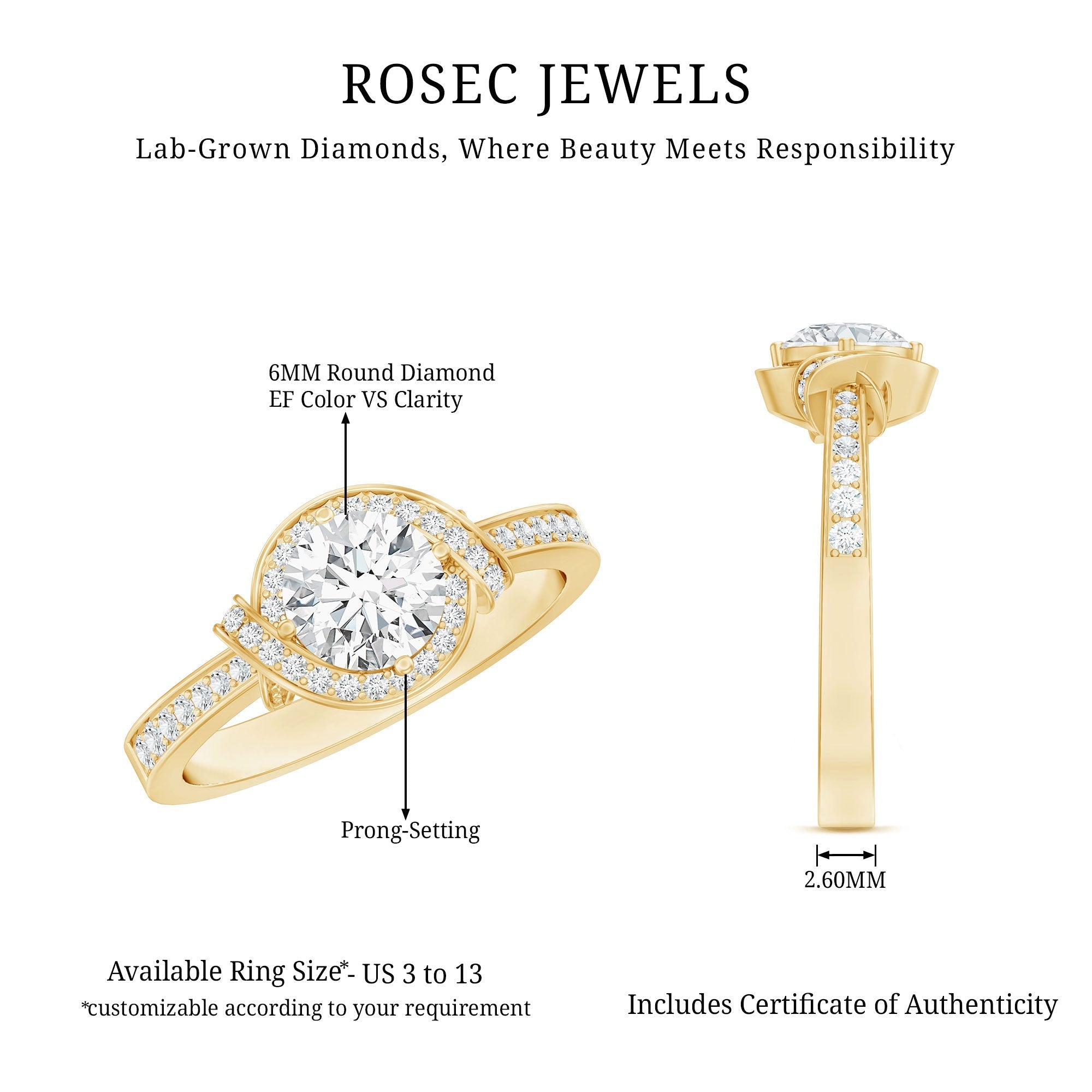 1 Carat Lab Grown Diamond Designer Halo Engagement Ring Rosec Jewels  Techno geeks