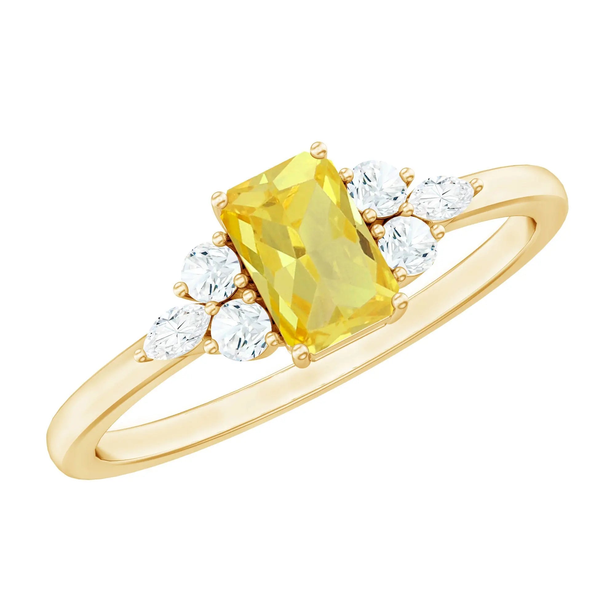 0.75 Carat Emerald Cut Lab Created Yellow Sapphire Promise Engagement Ring Rosec Jewels  Techno geeks