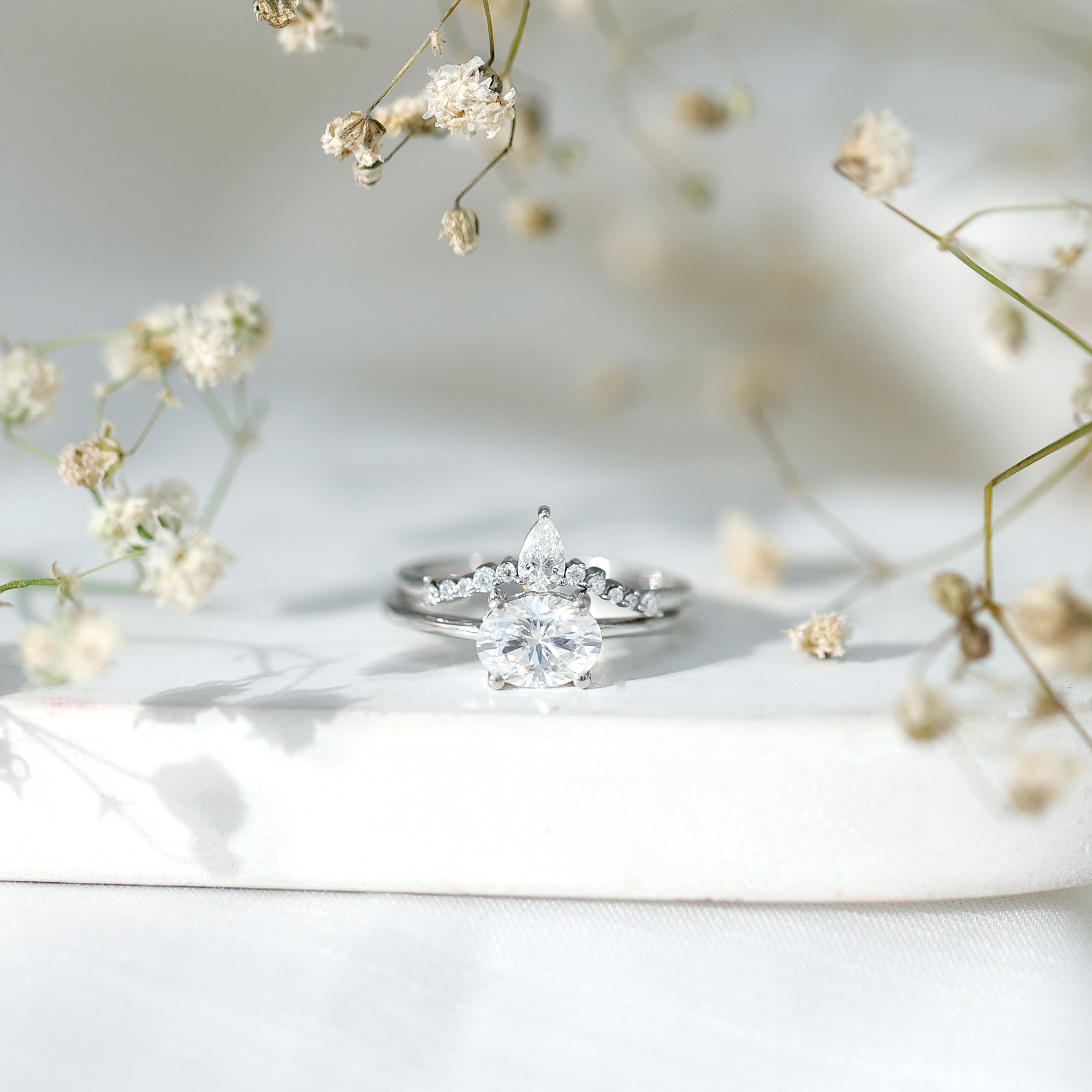 1.2 Carat Oval Shaped Moissanite East West Engagement Ring with Band Rosec Jewels  Techno geeks