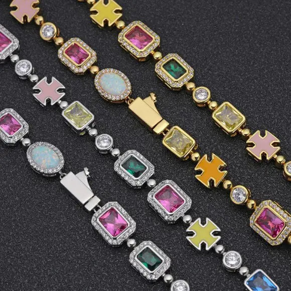 Gold-Plated Hip-Hop Gemstone Necklace Techno geeks  Techno geeks