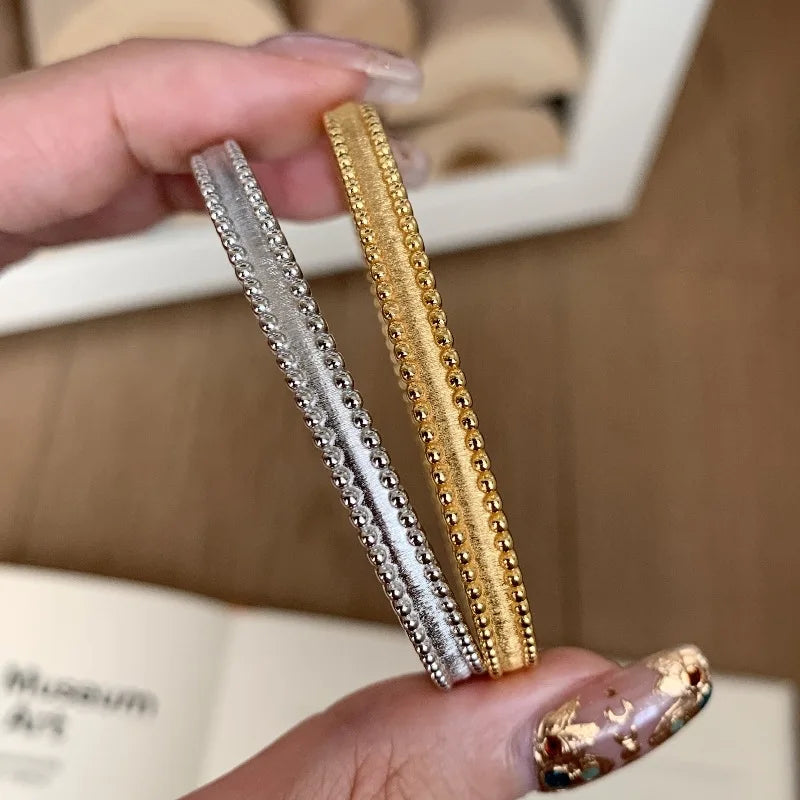 Classic silver 925 Light Luxury Round Bead Lace Brushed bracelet for women New in Simplicity Fashion bangles banquet Jewelry Lootquake LLC  Techno geeks