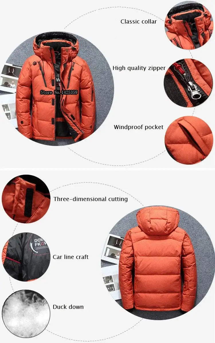 -20 Degree Winter Down Coat Men White Duck Down Parkas Jacket Mens Thick Warm Snow Parka Jacket Overcoat Windbreaker Warm Parkas Lootquake LLC  Techno geeks