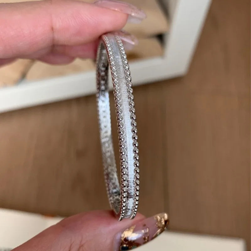 Classic silver 925 Light Luxury Round Bead Lace Brushed bracelet for women New in Simplicity Fashion bangles banquet Jewelry Lootquake LLC  Techno geeks