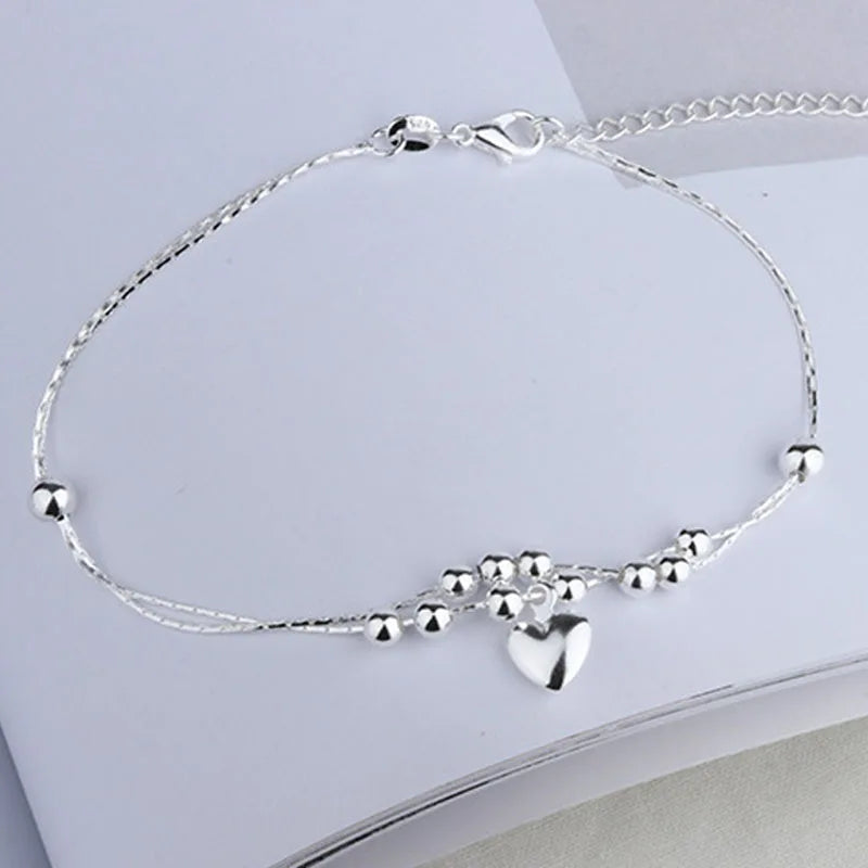 Silver color Stars Anklet Double Layer plated Charms Ankle Bracelet Jewellery Anklets For Women Foot Jewelry Love 2023 new hot Lootquake LLC  Techno geeks