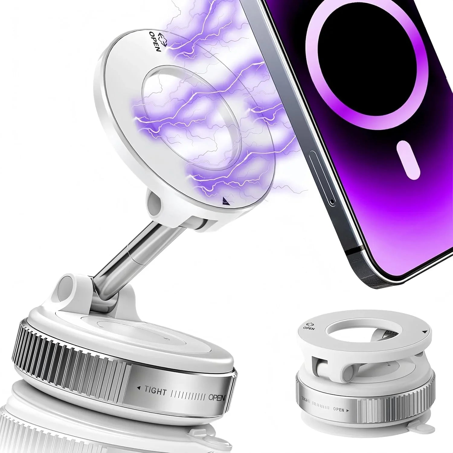 Vacuum magnetic phone holder, Magsafe suction cup phone holder, 360 ° adjustable magnetic phone holder, pocket sized foldable covers4phones  Techno geeks