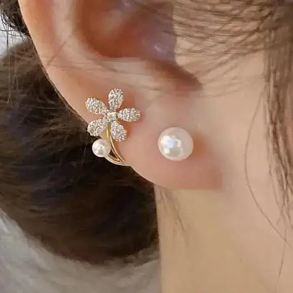 925 Silver Needle Korean Fashion Camellia Flower Earrings For Women Jewelry 2025 Trending Women's Black White Stud Earrings Gift Lootquake LLC  Techno geeks