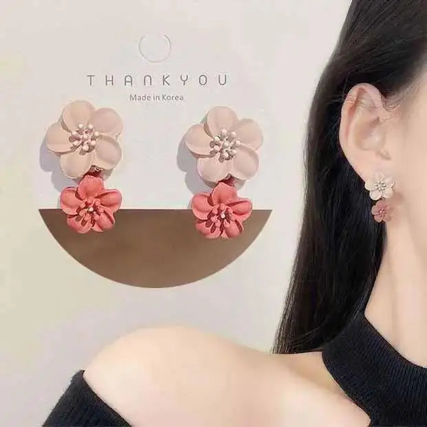 925 Silver Needle Korean Fashion Camellia Flower Earrings For Women Jewelry 2025 Trending Women's Black White Stud Earrings Gift Lootquake LLC  Techno geeks