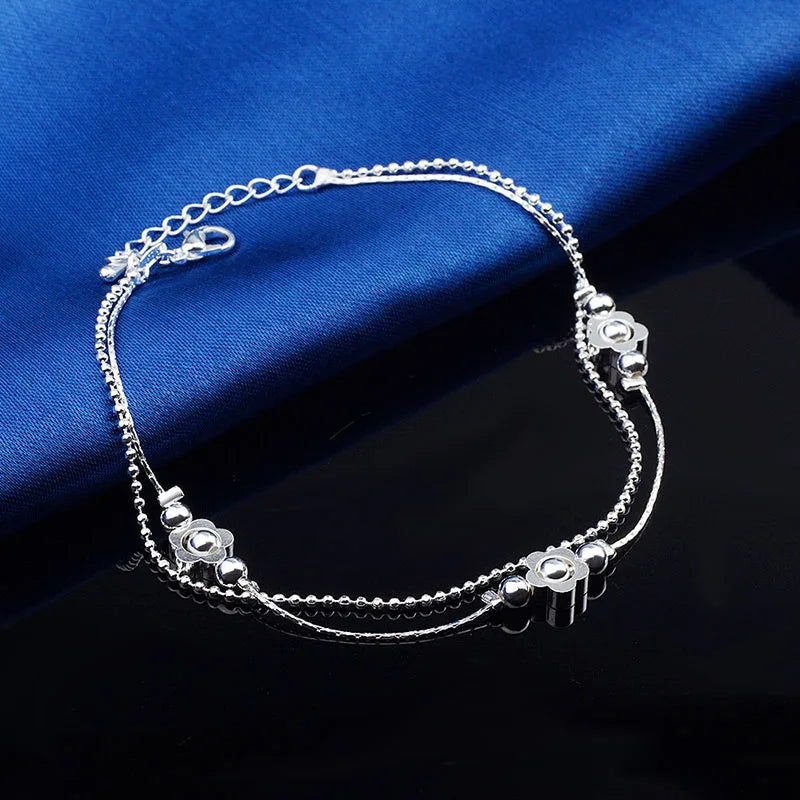 Silver color Stars Anklet Double Layer plated Charms Ankle Bracelet Jewellery Anklets For Women Foot Jewelry Love 2023 new hot Lootquake LLC  Techno geeks