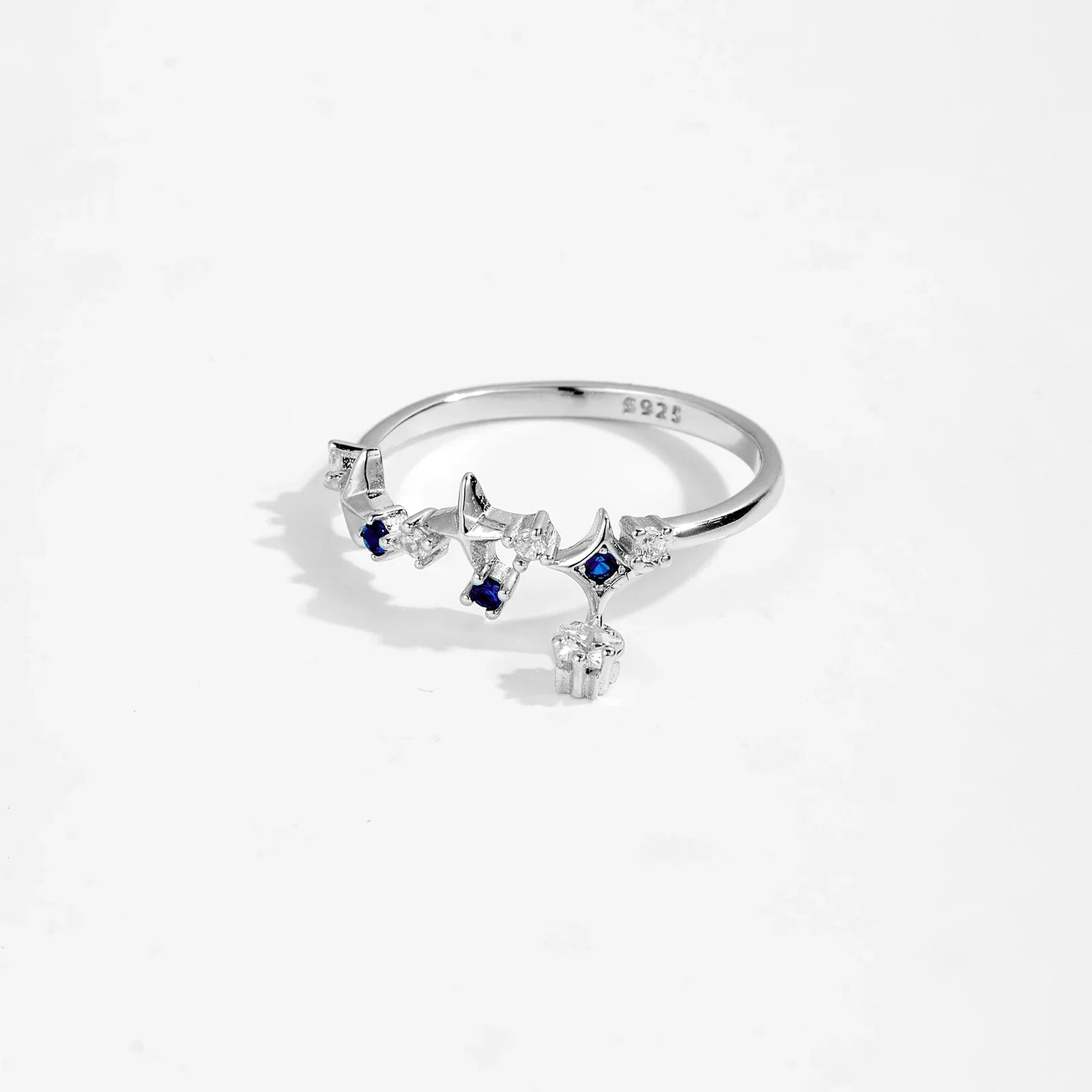 ANDYWEN 925 Sterling Silver Star Round Inlay Blue Zircon CZ Adjustable Open Ring Women Luxury Wedding Gift Dainty Jewelry Lootquake LLC  Techno geeks