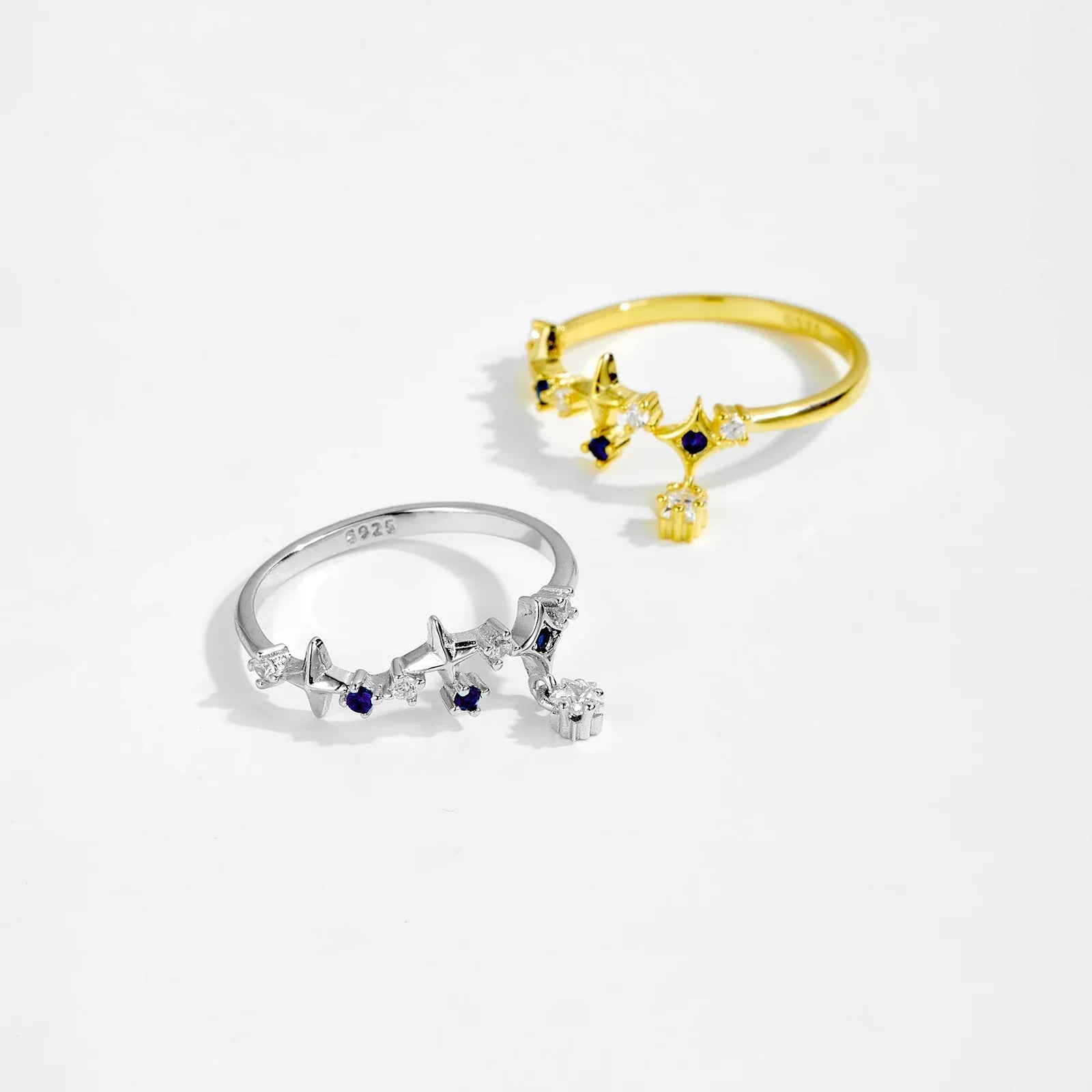 ANDYWEN 925 Sterling Silver Star Round Inlay Blue Zircon CZ Adjustable Open Ring Women Luxury Wedding Gift Dainty Jewelry Lootquake LLC  Techno geeks