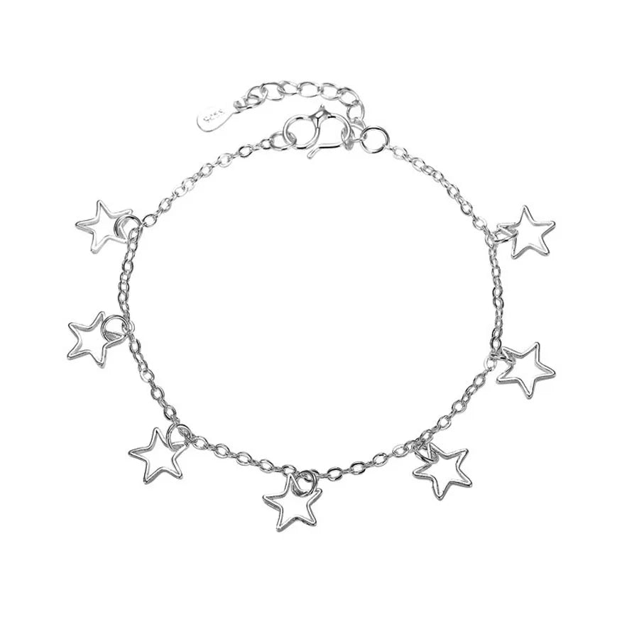 Silver color Stars Anklet Double Layer plated Charms Ankle Bracelet Jewellery Anklets For Women Foot Jewelry Love 2023 new hot Lootquake LLC  Techno geeks