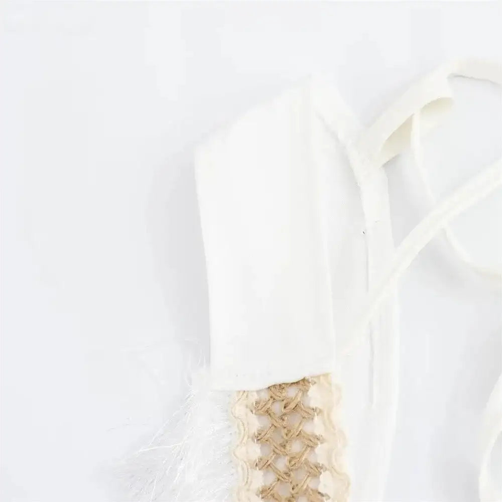 2024 Summer Beach Party Robes Women Fashion Deep V Neck Sleevelss See Through Dresses Sexy Printed Tassels Patchwork Long Dress Lootquake LLC  Techno geeks