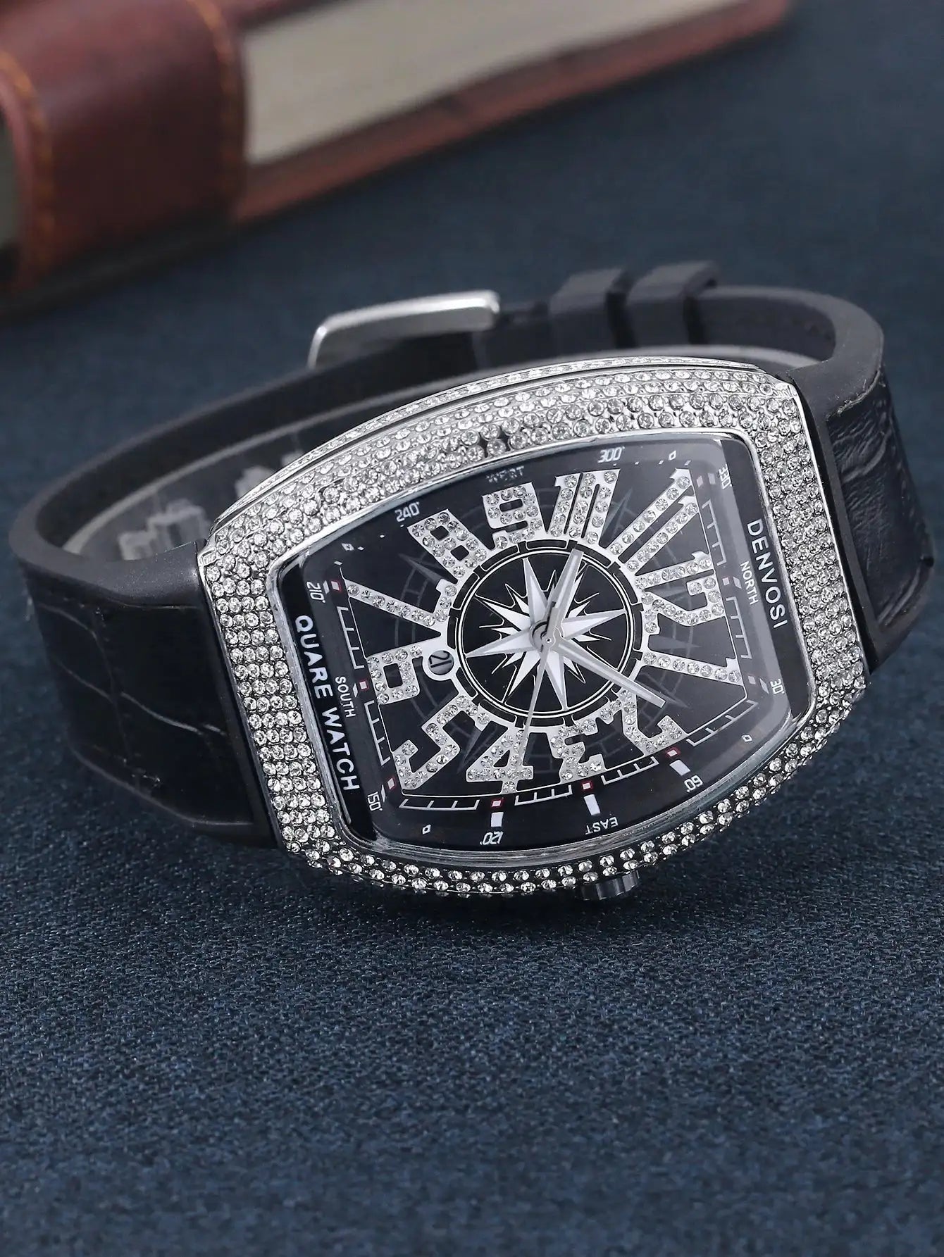 Luxury Diamond wristwatch for women Fasion and elegant quartz watch with silicone watchstrap Waterproof luminous Tonneau watch Lootquake LLC  Techno geeks