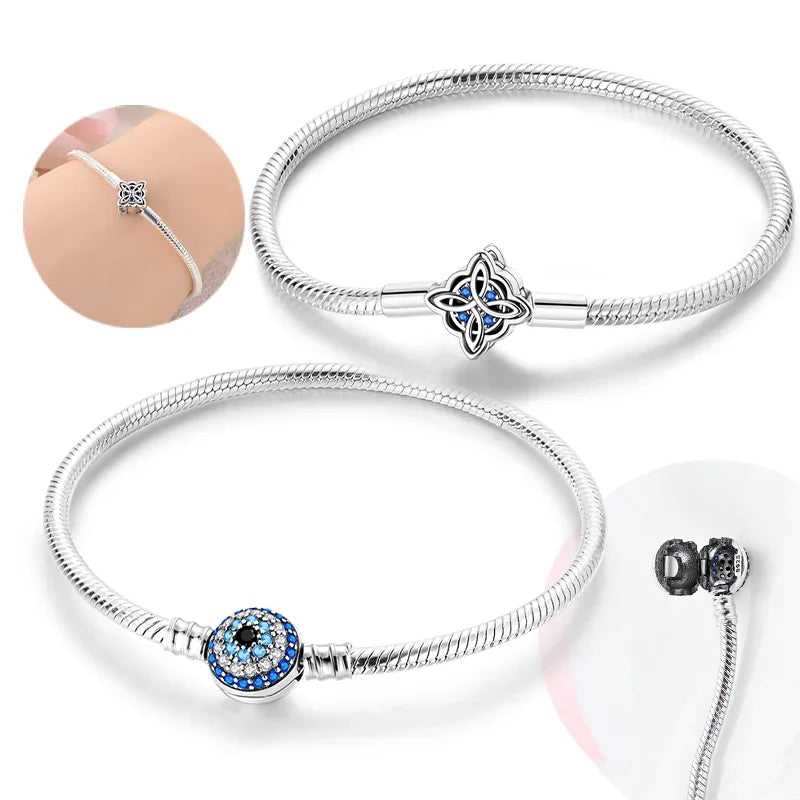 New 925 Silver Celtic Knot Snake Bone Lucky Eye Bracelet Fit Original Charming Bracelet Diy Fine Jewelry Gifts for Women Lootquake LLC  Techno geeks