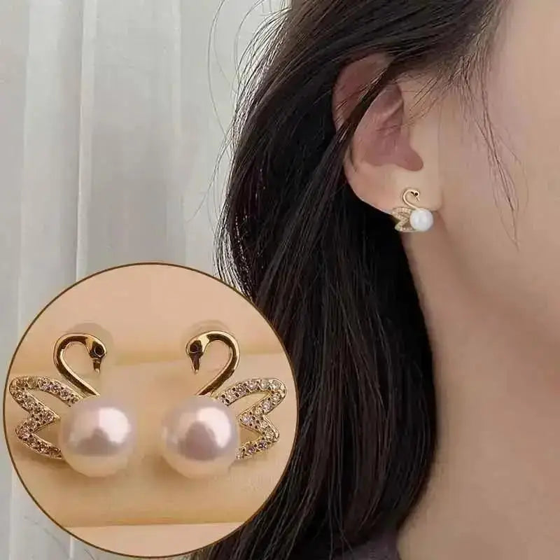 925 Silver Needle Korean Fashion Camellia Flower Earrings For Women Jewelry 2025 Trending Women's Black White Stud Earrings Gift Lootquake LLC  Techno geeks