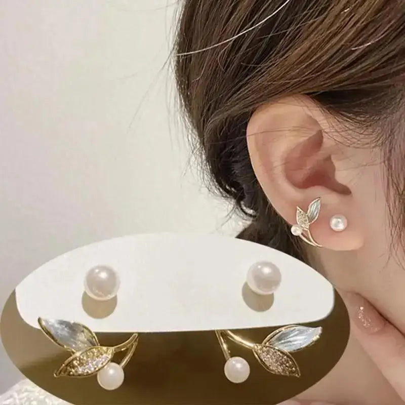 925 Silver Needle Korean Fashion Camellia Flower Earrings For Women Jewelry 2025 Trending Women's Black White Stud Earrings Gift Lootquake LLC  Techno geeks