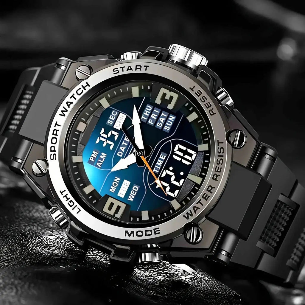 [Men's Digital Chronograph Watch] Multi-sport Chronograph Watch Men's Digital Quartz Watch With Alarm Luminous Date The Ideal Gi Lootquake LLC  Techno geeks