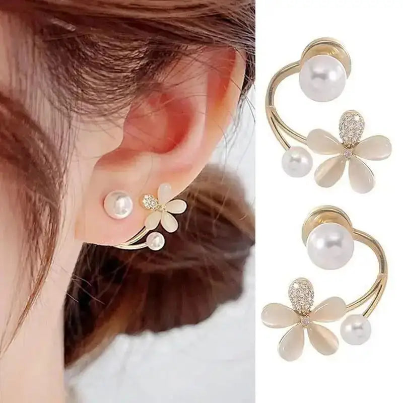 925 Silver Needle Korean Fashion Camellia Flower Earrings For Women Jewelry 2025 Trending Women's Black White Stud Earrings Gift Lootquake LLC  Techno geeks