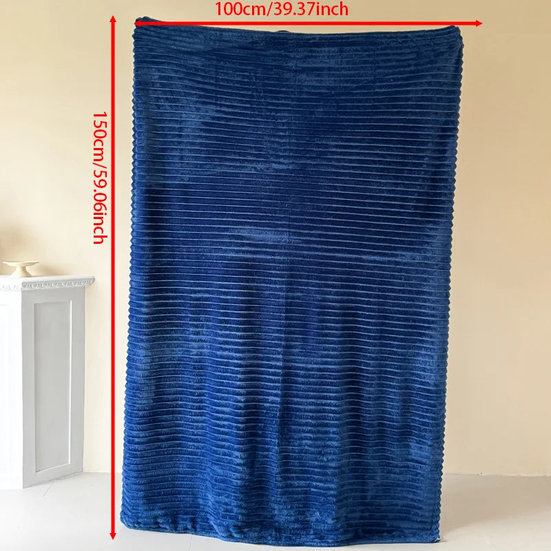 1 blue striped blanket - thickened blanket, modern and simple design, four seasons office nap blanket, suitable for bed or sofa. Lootquake LLC  Techno geeks