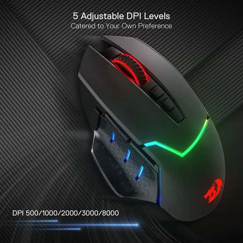 Redragon M690 PRO Wireless Gaming Mouse 8000 DPI Wired Mouse Rapid Fire Key 8 Macro Buttons for PC/Mac/Laptop, Black/White Mouse Lootquake LLC  Techno geeks