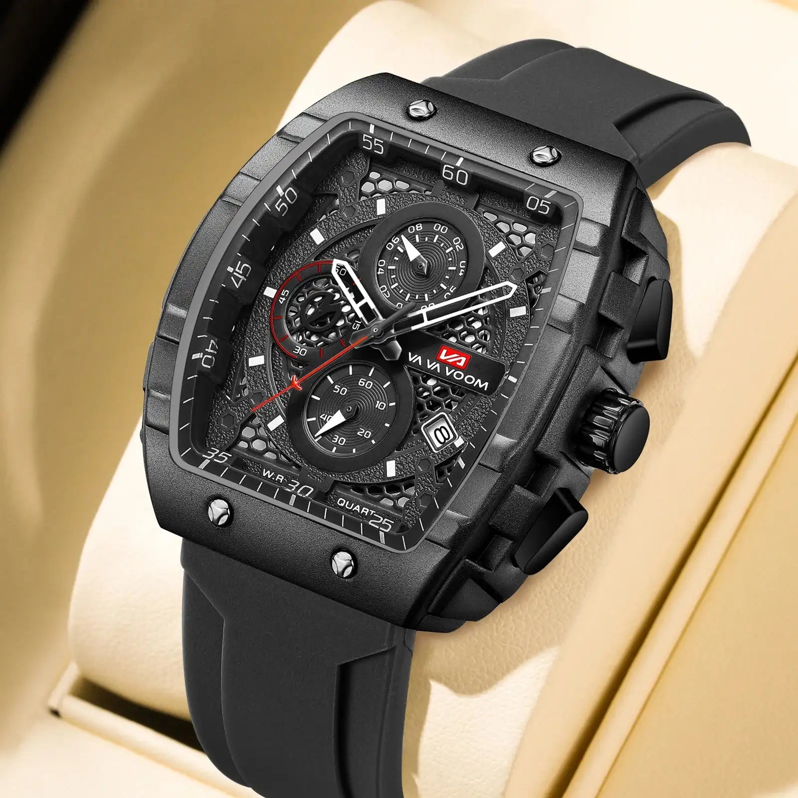 2025 New VA VA VOOM Top Brand Men Watches Luxury Square Sports Quartz Watch Waterproof Multifunctional Chronograph Watch for Men Lootquake LLC  Techno geeks