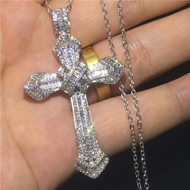 Exquisite Shining Crystal Cross Necklace Pendant Lucky Charming Fashion Jewelry Gift Unisex Lootquake LLC  Techno geeks