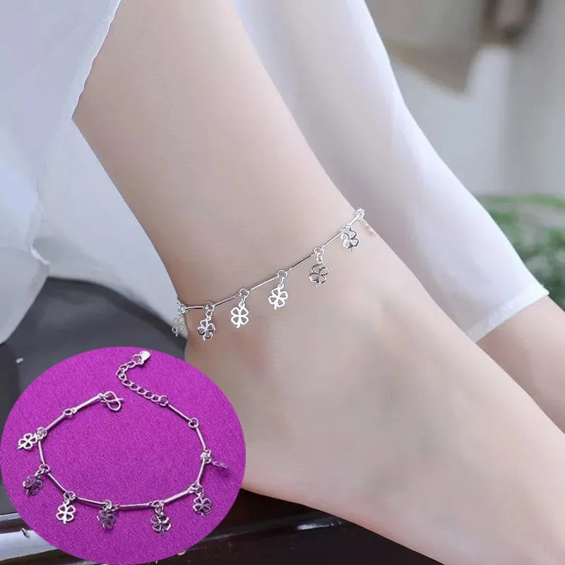 Silver color Stars Anklet Double Layer plated Charms Ankle Bracelet Jewellery Anklets For Women Foot Jewelry Love 2023 new hot Lootquake LLC  Techno geeks