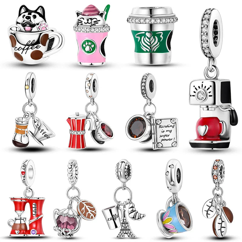 Coffee Cup Charms 925 Silver Beads For Woman Fit Original Bracelet Making Fashion Jewelry Lootquake LLC  Techno geeks