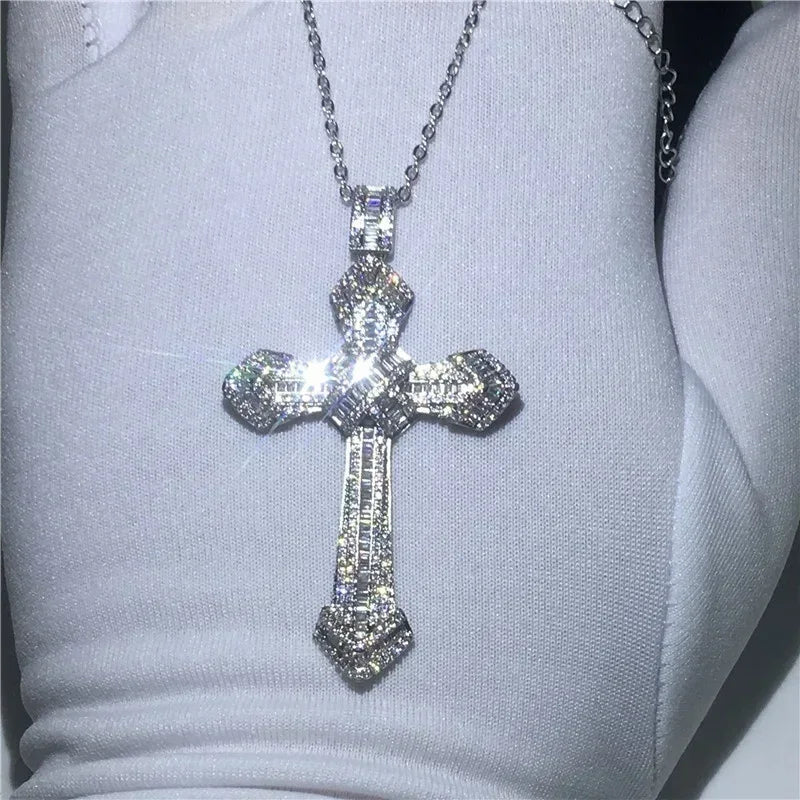 Exquisite Shining Crystal Cross Necklace Pendant Lucky Charming Fashion Jewelry Gift Unisex Lootquake LLC  Techno geeks
