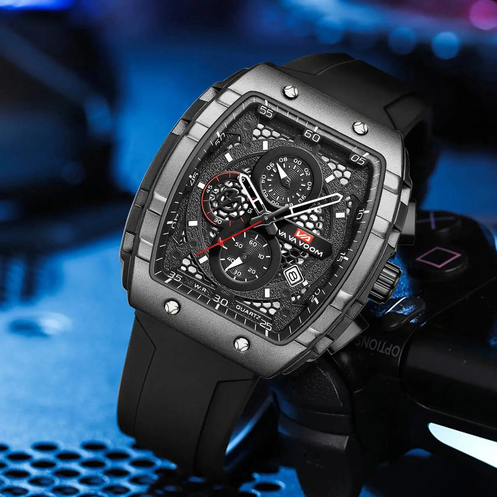 2025 New VA VA VOOM Top Brand Men Watches Luxury Square Sports Quartz Watch Waterproof Multifunctional Chronograph Watch for Men Lootquake LLC  Techno geeks