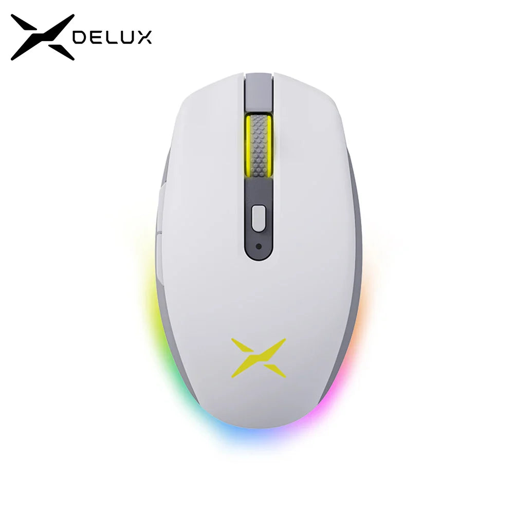 Delux M820DC PAW3335 Wired + Wireless + Bluetooth Gaming Mouse 80 Million Clicks 16000 DPI RGB Rechargeable Mice For Computers Lootquake LLC  Techno geeks