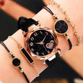 5pcs Set Womens Watches Set Ladies Fashion Watch Black Female New Simple Casual Womens Analog WristWatch Bracelet Gift No Box Lootquake LLC  Techno geeks