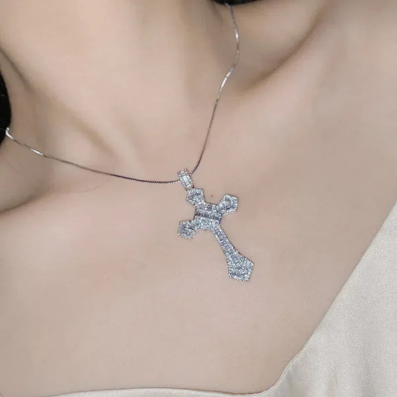 Exquisite Shining Crystal Cross Necklace Pendant Lucky Charming Fashion Jewelry Gift Unisex Lootquake LLC  Techno geeks