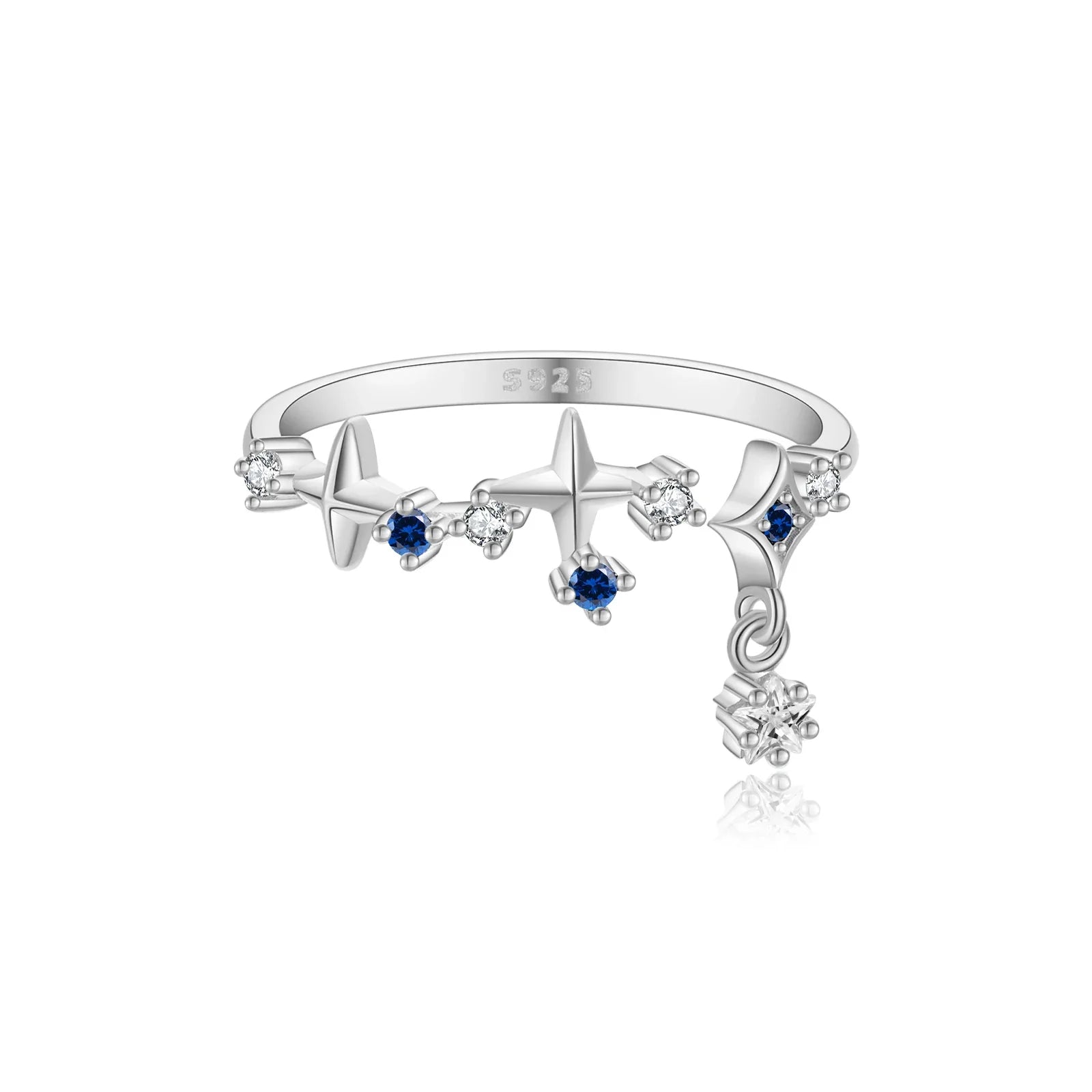 ANDYWEN 925 Sterling Silver Star Round Inlay Blue Zircon CZ Adjustable Open Ring Women Luxury Wedding Gift Dainty Jewelry Lootquake LLC  Techno geeks