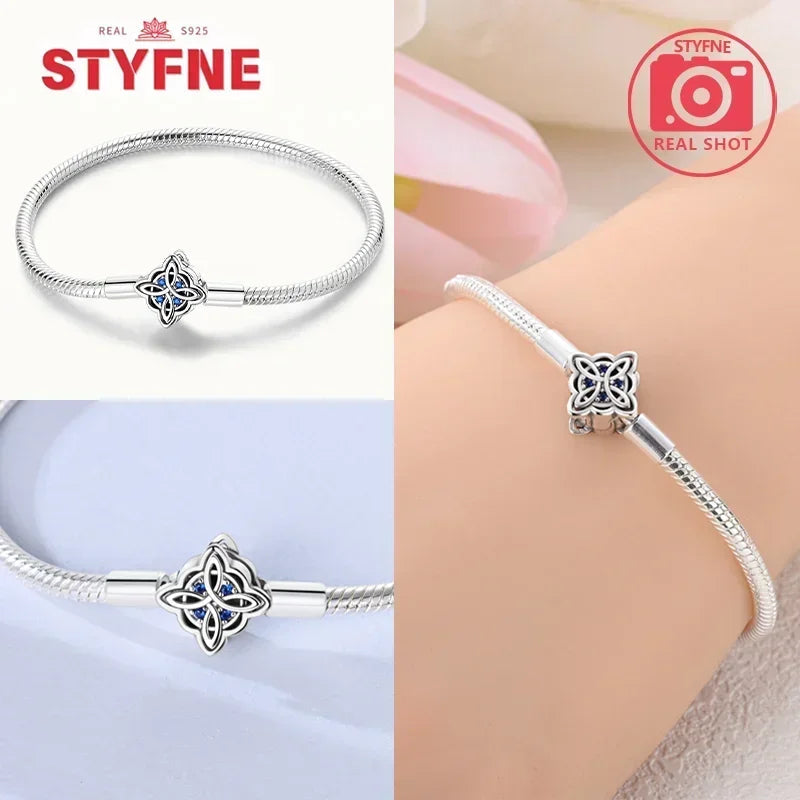 New 925 Silver Celtic Knot Snake Bone Lucky Eye Bracelet Fit Original Charming Bracelet Diy Fine Jewelry Gifts for Women Lootquake LLC  Techno geeks