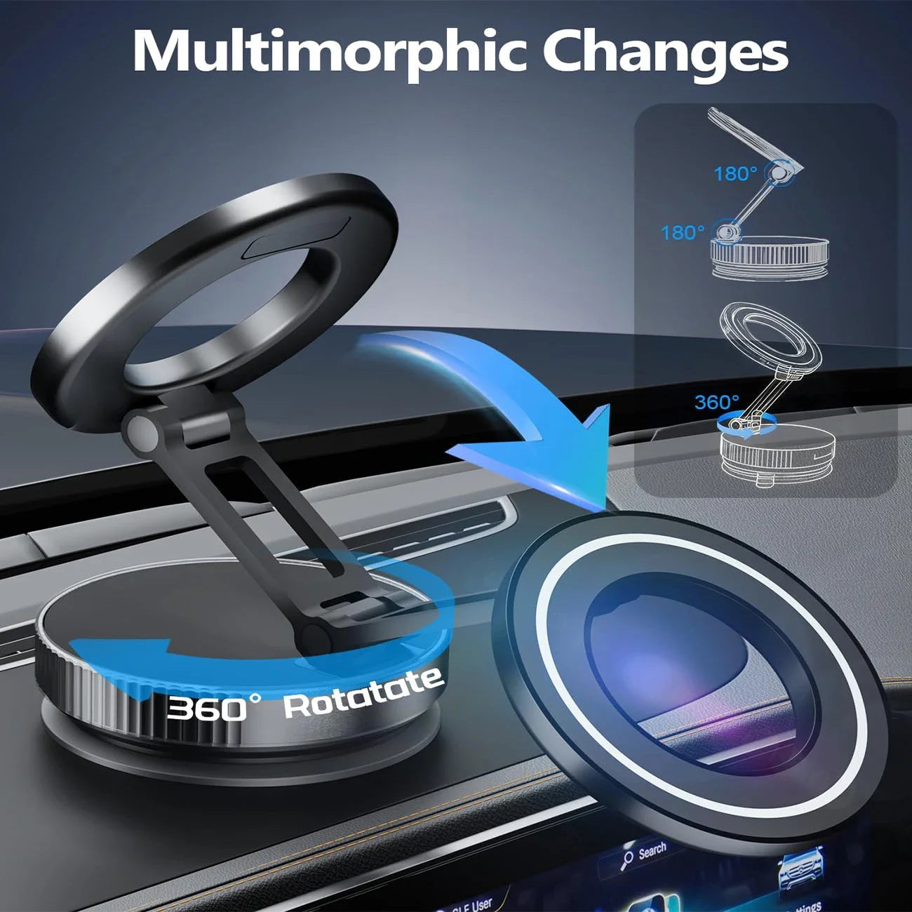 Vacuum magnetic phone holder, Magsafe suction cup phone holder, 360 ° adjustable magnetic phone holder, pocket sized foldable covers4phones  Techno geeks