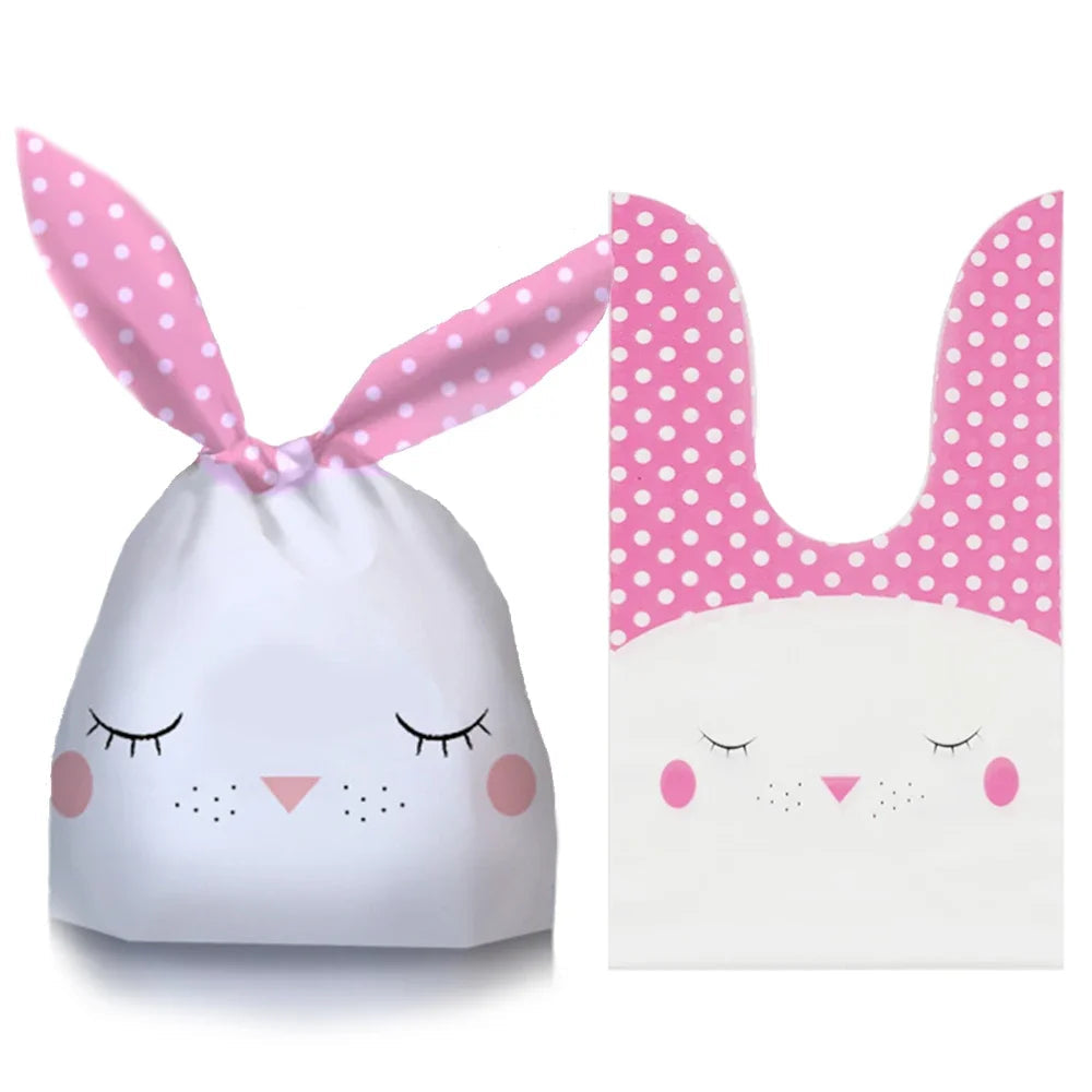 50Pcs Easter Rabbit Ear Bags Cookie Candy Gift Plastic Bags Pouch Baking Packaging for Biscuits Easter Decoration 2024 Birthday Lootquake LLC  Techno geeks