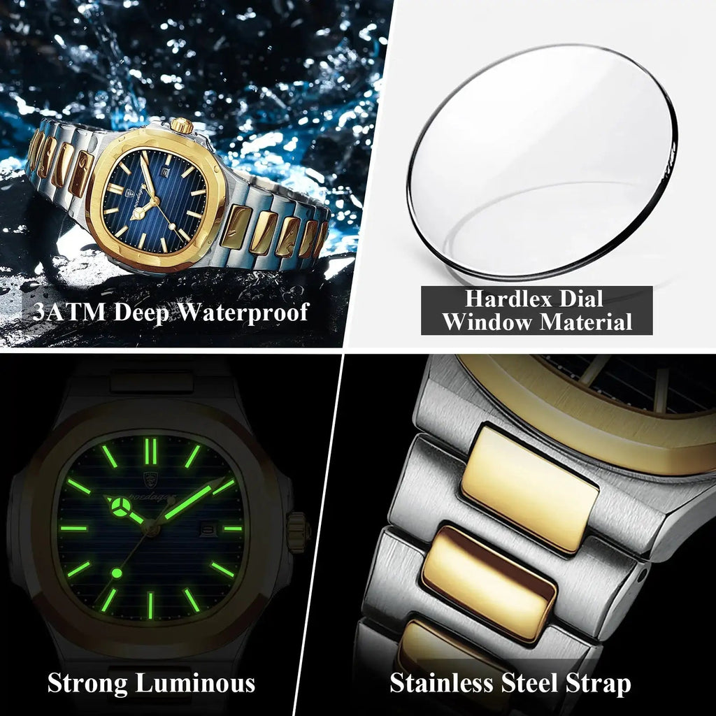 POEDAGAR Luxury Square Watch for Woman Waterproof Luminous Date Ladies Watch Stainless Steel Quartz Women's Watches Female Reloj Lootquake LLC  Techno geeks