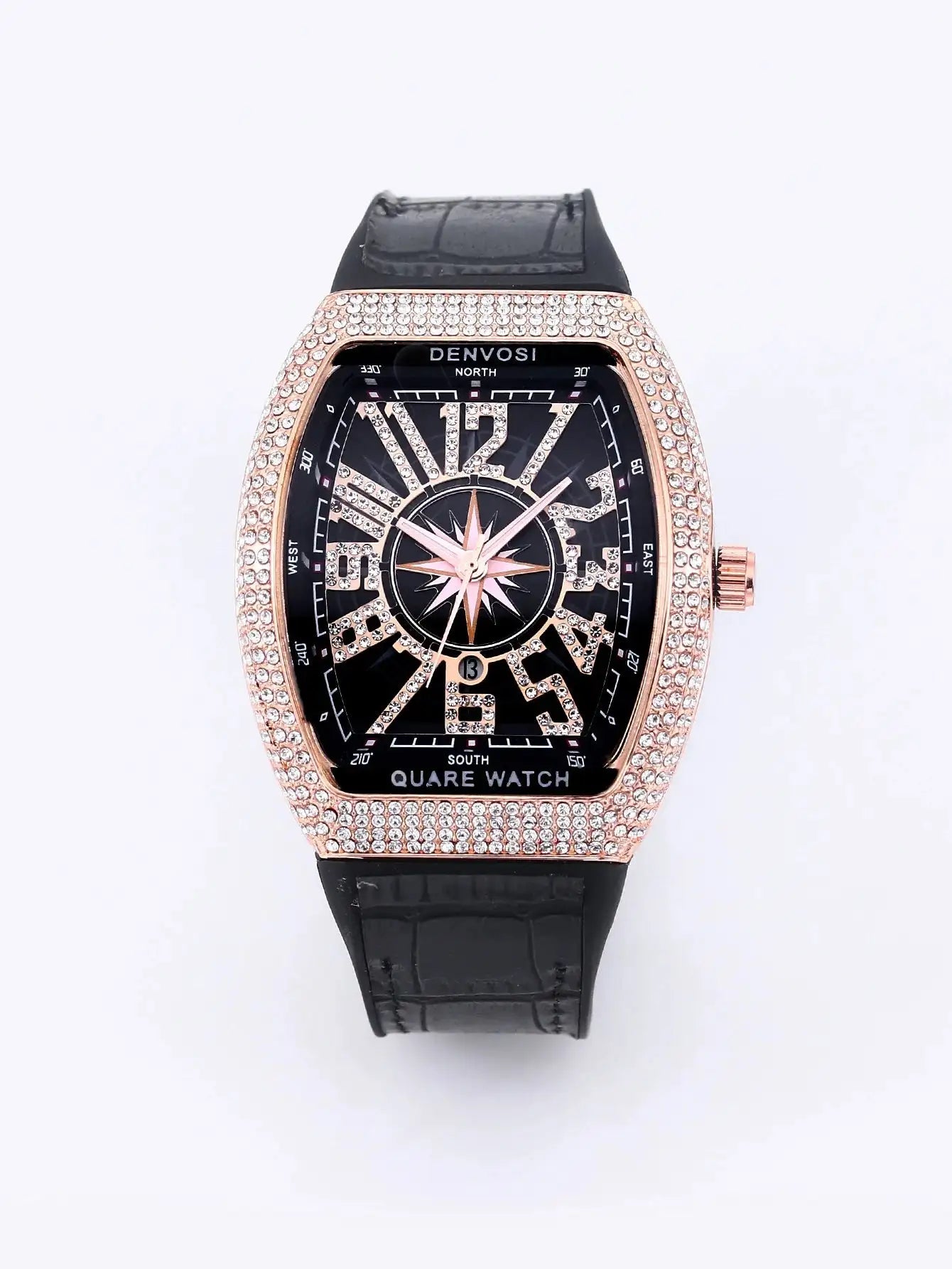 Luxury Diamond wristwatch for women Fasion and elegant quartz watch with silicone watchstrap Waterproof luminous Tonneau watch Lootquake LLC  Techno geeks