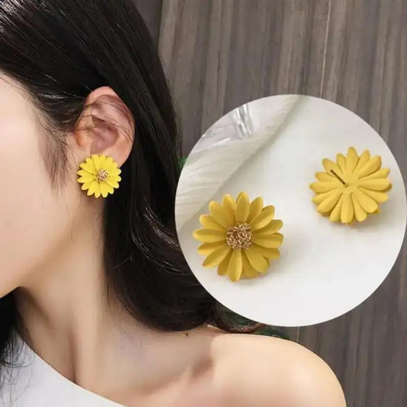 925 Silver Needle Korean Fashion Camellia Flower Earrings For Women Jewelry 2025 Trending Women's Black White Stud Earrings Gift Lootquake LLC  Techno geeks