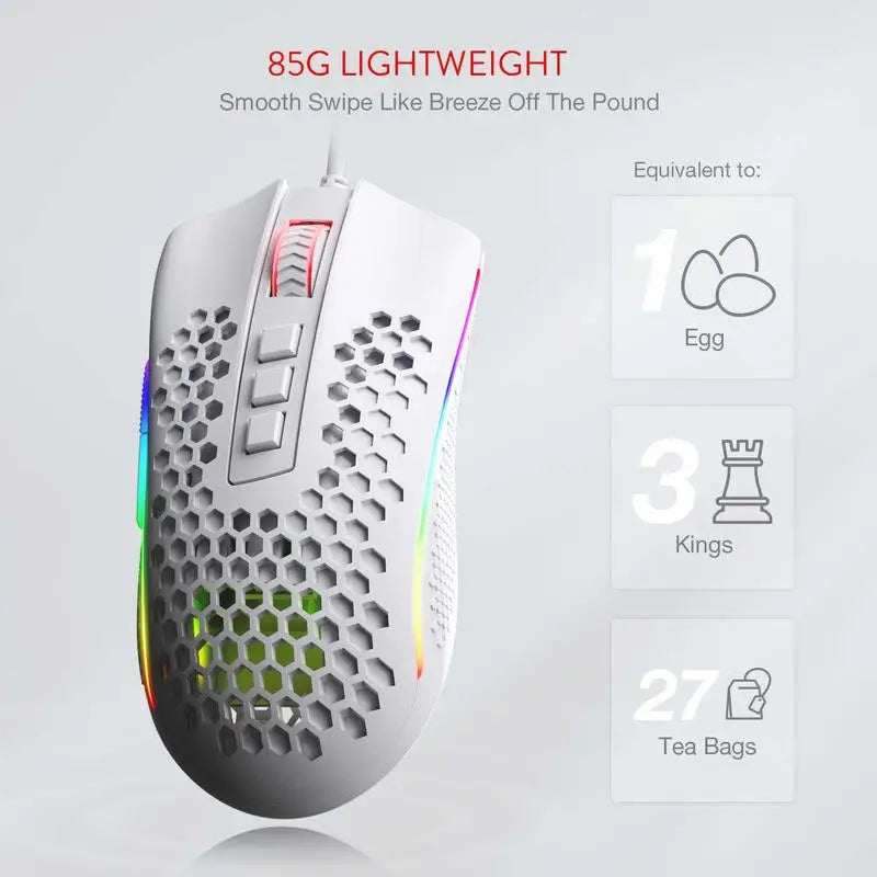 Redragon M808 Storm Lightweight RGB LED USB Gaming Mouse 12,400 DPI Optical Sensor 7 Programmable Buttons Precise Regist Lootquake LLC  Techno geeks