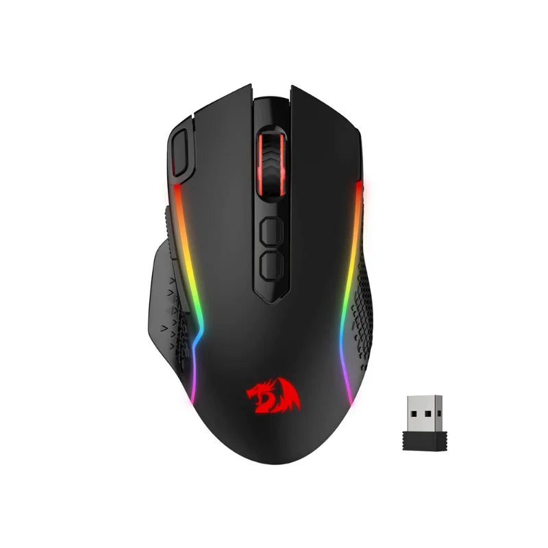Redragon M810 Pro Wireless Gaming Mouse, 10000 DPI Wired Gamer Mouse w/ Rapid Fire Key, 8 Macro Buttons, Black/White Mouse Lootquake LLC  Techno geeks